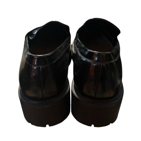 H & M Penny Loafers Womens EUR39/US8.5 Black Leather Retro Y2K Chunky Lug Sole - Picture 6 of 9